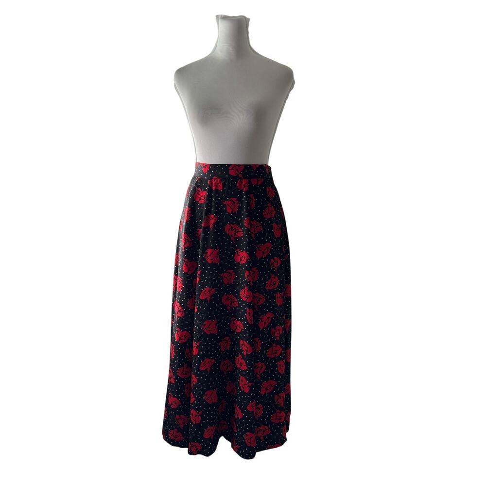 Vintage ‘90s JH Collectibles Floral Polka Dot Print Midi Skirt